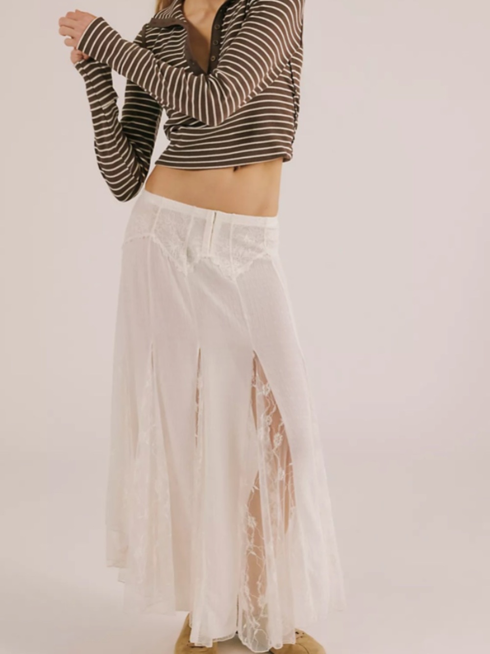 Free People Intimately Nice to Meet You Half Slip, White Alyssum, Size Small
